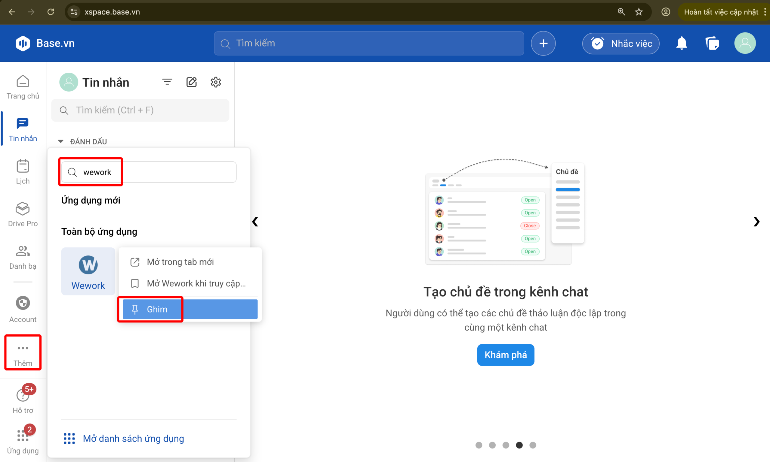 Ghim ứng dụng Wework